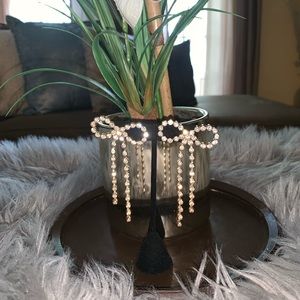 Gold or sliver diamond bow earrings